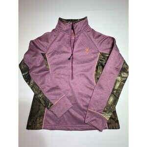 Browning Girls XL Quarter Zip Pullover Pink Realtree Camo Hunting Outdoors Youth
